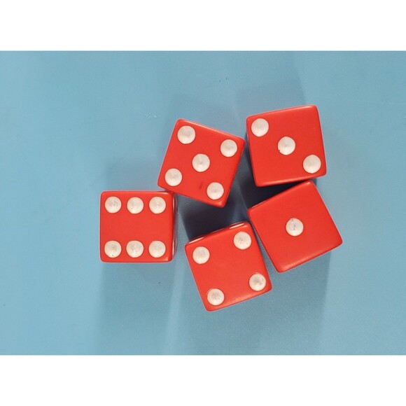 5 Red 6 Sided Dice Square White Dots Board Game Replacement - Picture 4 of 5
